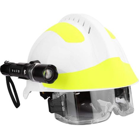 Feuerwehrhelm, Professionelle Rettungsschutzhelme Feuerwehrschutzhelm mit Stirnlampe für Bergleute, Schiffe, Ölarbeiter, Weiß