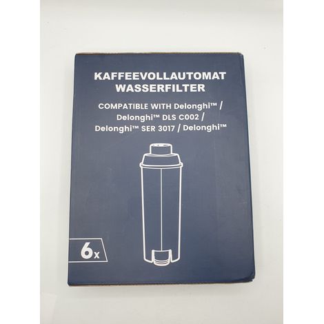 Compatible Filtre à Café DeLonghi DLSC002, SER3017, série ECAM – Réduit le calcaire et les autres impuretés – Charbon actif & résine échangeuse d’ions – Lot de 6