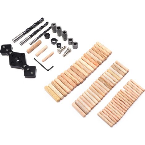 Perceuse à bois avec pointeau noir, gabarit de perçage droit, foret à bois, outillage menuiserie avec douille (1/5)