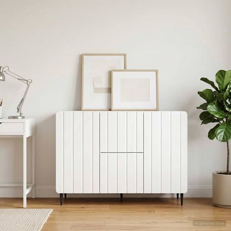 Buffet blanc 2 portes 2 tiroirs en bois d’ingénierie 89 x 34,5 x 62 cm - PANGIVO (1/5)