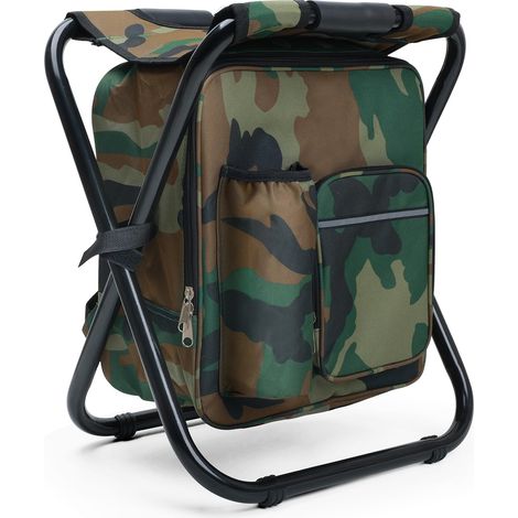 40CM Tabouret Pliable Camping avec Sac Isotherme 15L Siege de Peche avec Sac à Dos Compact et Fonctionnel Chaise Pliante pour Chasse (1/4)