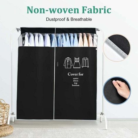 Housse De Vêtement Penderie Longue 110X 120 Cm Anti Poussière Respirant Housses De Portant Vetement Avec Transparent Fenêtre Housse De Costume Pour Robe Chemise Costumes Manteaux, Noir (1/4)
