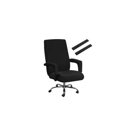 Housse de chaise de bureau pour l'assise,Housses de chaise élastiques avec accoudoir,Housses de chaise élastiques lavables,Set (X Large, Noir)