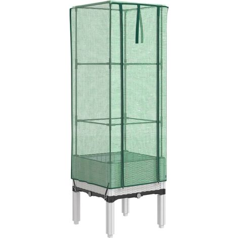 Maison Exclusive - Hochbeet mit Gewächshaus-Aufsatz Rattan-Optik