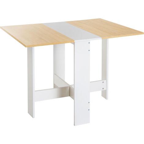 Table de Cuisine Pliable en Bois 103L x 76l x 74H cm Chêne Blanc (1/5)