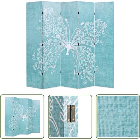 The Living Store Raumteiler klappbar 200 x 170 cm Schmetterling Blau - Raumteiler - Paravent - Wandteiler - Wohnbereich - Dekoration (1/5)