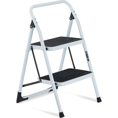 Escabeau 2 marches BM TOOLS BMT-ESC2-ACC, Haut. de travail 47 cm, se range facilement, Marches anti-dérapantes, Robuste,Durable (1/5)