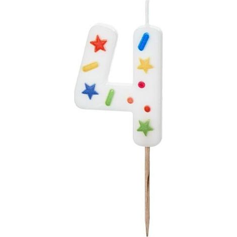 Geburtstagskerze, 4 weiße Konfetti, 5,5 cm