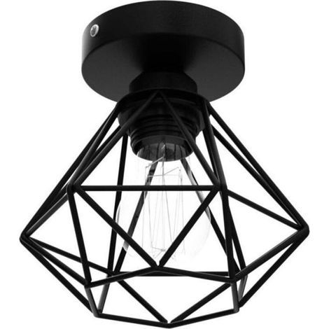 Plafonnier industriel vintage - - Design rétro en métal - Douille E27 compatible LED, halogènes, Edison ENEAOCT (1/4)