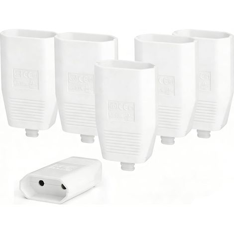 HENGBIRD Pack of 6 Flat Euro Couplers 250V 2.5A, Euro Plate Plug Schuko Coupler, White, F-Type Socket with Protective Contact (1/5)