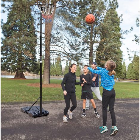 Canasta de baloncesto ajustable 259-305 cm, metal negro, móvil FloraGrace (1/5)