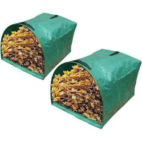 Set mit 2 Gartenabfallsäcken zum Sammeln von Laub, PE-Gartensäcke, Gras- und Laubsäcke, große Gartensäcke mit Staubschaufel, wiederverwendbare Gartenabfallbehälter (1/5)