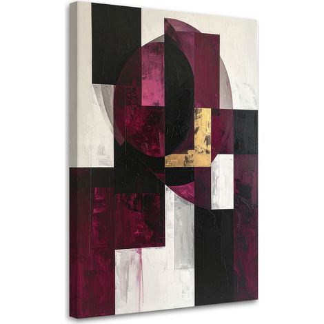 Quadro su tela, Astrattismo geometrico nei toni del bordeaux, 20x30 (1/5)
