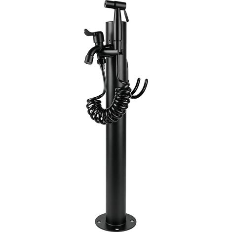 Colonne d'eau d'extérieur avec robinet (hauteur 60 cm) Hydrant cylindrique avec pistolet pulvérisateur, robinet de jardin résistant au gel avec support de tuyau et base ronde (1/5)