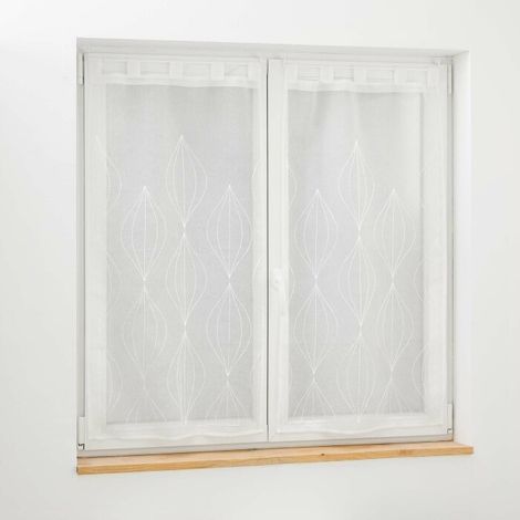 Paire droite passants 2 x 60 x 90 cm voile sable brode galactee Blanc (1/3)