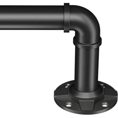 Tringle à rideaux noire de 2,5 cm de diamètre : convient pour les fenêtres de 366 à 420 cm de large, tringle à rideau réglable, design minimaliste moderne, utilisation en intérieur/extérieur, 81,3 à (1/5)