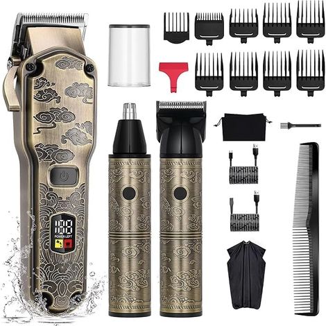 Tondeuse Barbe Homme Tondeuse Nasale Imperméable Kit de coupe de cheveux Tondeuse de barbier Tondeuse sans fil Tondeuse pour le nez Tondeuse pour les détails (1/5)