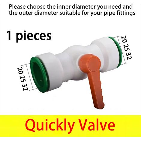 (1 vanne à bille - 32 mm) Raccords rapides à emboîter, sans colle thermofusible, connecteurs droits/coudes/tés/vannes pour tuyaux d'eau en PPR, PE et PVC (1/5)