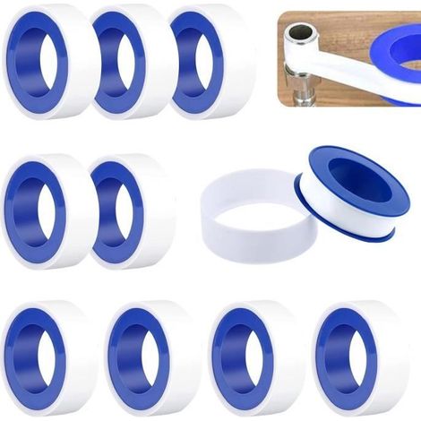 Ruban d'étanchéité - Teflon - Lot de 10 - 15mm x 10m - Résistant à la corrosion - Facile à utiliser (1/4)