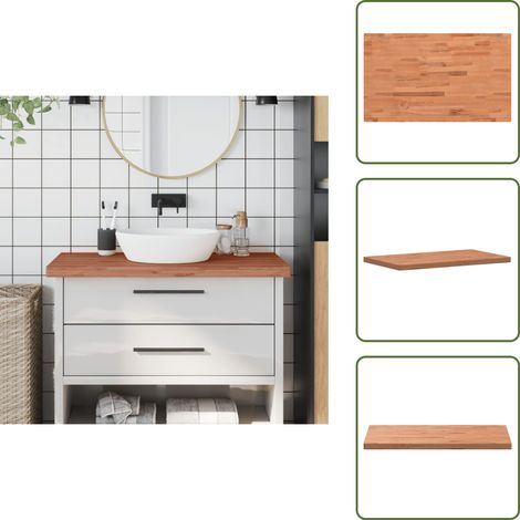 The Living Store Comptoir de salle de bain 100x60x4 cm bois massif de hêtre - Plan De Travail Cuisine - Comptoir Salle De Bain - Meubles Salle De Bain - Bois Massif - Hetre (1/5)