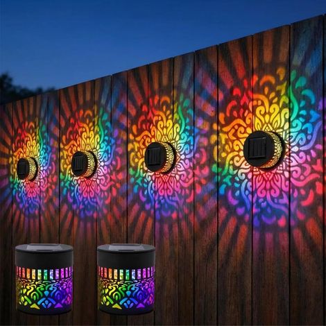 Lampe Solaire Mandala - Lot de 2 - Métal - 7 Couleurs - Étanche IP65 - Jardin Cour Terrasse (1/5)