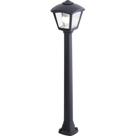 Farol baliza con poste giaffa/roby, transparente, e27, negro, 195 x 195 x 945 mm