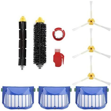 Brush roller for iRobot Roomba, filter bristles, soft 3-arm brushes, cleaning tool for vacuum cleaners of the 600, 610, 620, 625 and 630 series, spare parts set--DTEKGAZ
