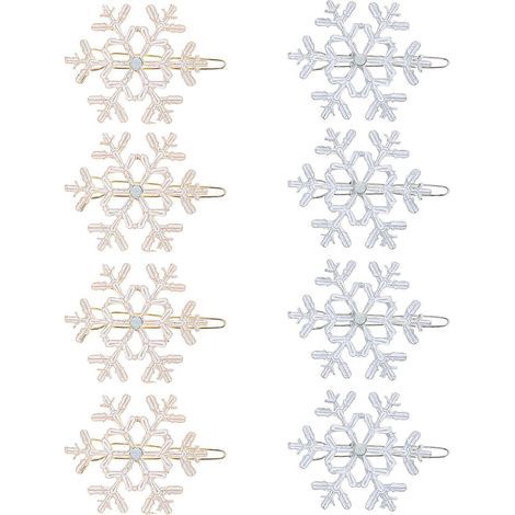 Set mit 8 weihnachtlichen Schneeflocken-Haarspangen, hübschen Haarnadeln, Haarspangen – 4,50 x 4,00 x 0,30 cm (1/4)