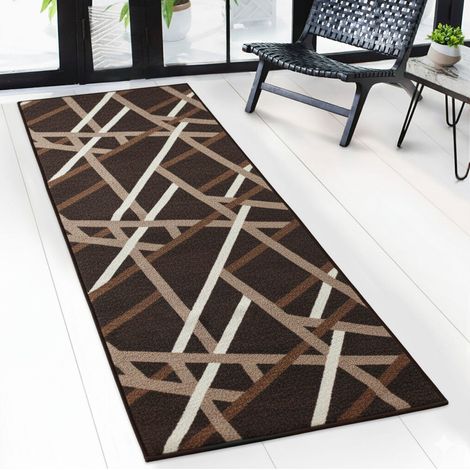 Teppich-Läufer nach Maß Printed Braun mit Streifen 67 x 450 cm