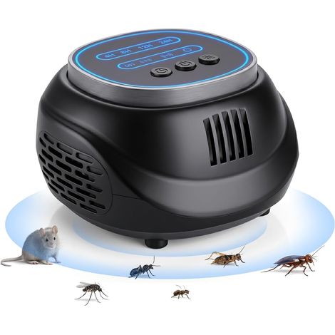 Ultrason Souris et Rats- Contre Les Insectes avec 4 Modes - Repulsif Souris à 360 Degrés - Prévient et Repousse Les écureuilsrats Souris FouineDomestiques Loirs Belettes et Autres Rongeurs(Noir) (1/5)