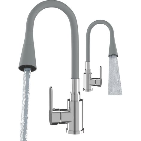Mitigeur de Cuisine Granitan Flexo avec Bec Élastique Gris-Chrome (1/5)