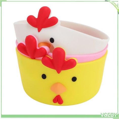 Botte de tasse en silicone - FAFEICY - Poussin cartoon - Antidérapante - Multicolore - 3 pièces (1/4)