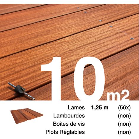 Planches de terrasse bois exotique PADOUK pour 10 m² • Longueur 1,25 m (1/4)
