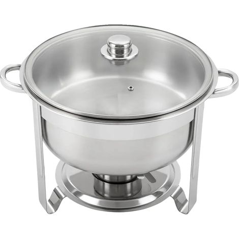 Plat à réchaud, capacité de 8,5 L, construction en acier inoxydable, Argent (1/2)