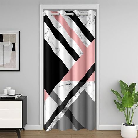 Motif Géométrique Rose 86x203 Rideau de Porte pour Confidentialité À La Porte Triangle Stripe Rideau Invisible Lignes Géométriques Rayures Marbre Rideau de Slogan Moderne Art Abstrait Rideau - 86x203c (1/5)