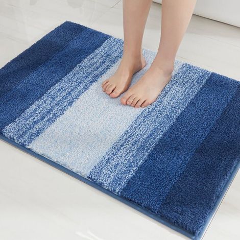 Tapis de Bain Antidérapant 40 x 60 cm, Bleu Tapis de Douche Absorbant et Lavable en Machine,Extra Doux Tapis Salle de Bain (1/4)