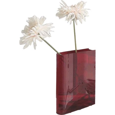 Livre vase fleurs décoration esthétique chambre culture artistique forme livre rouge (caractères blancs) pour maison bureau chambre à coucher (1/5)