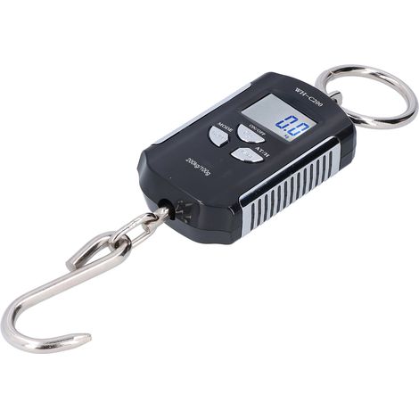 Balance pour grue 200 kg, robuste, crochet de lestage suspendu, Steelyard, portable, électronique, rétroéclairage HD (argent et noir) (1/5)