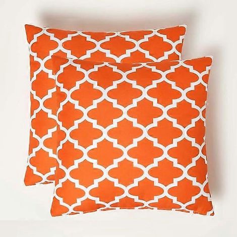 Coussin carré orange imperméable d'extérieur 45 x 45 cm lot de 2 (1/3)