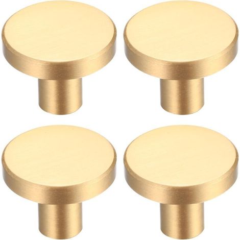 Maniglia rotonda in ottone massiccio per mobili – Set di 4 pomelli per cassetti, armadi e cassettiere – Diametro 25 mm