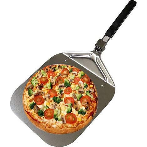 Pala para pizza de aluminio de mango largo y superficie supersuave – Pala ligera para voltear pizzas, accesorios para horno de pizza de exterior 63,23 x 26,6 cm (1/5)