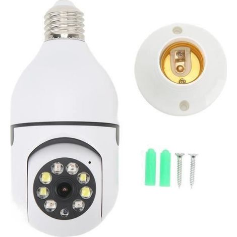 1 Caméra Ampoule E27,1080P,Vision Nocturne Couleur,Rotative 360°,Détection Mouvement,Intérieur (1/4)
