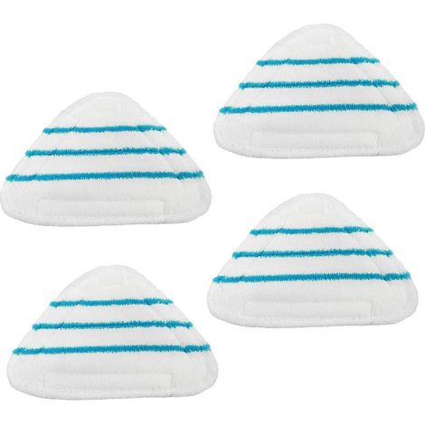 Lot de 4 housses/patins en microfibre pour balais vapeur — Accessoire triangulaire universel pour nettoyeurs vapeur — Lavable en machine (1/5)