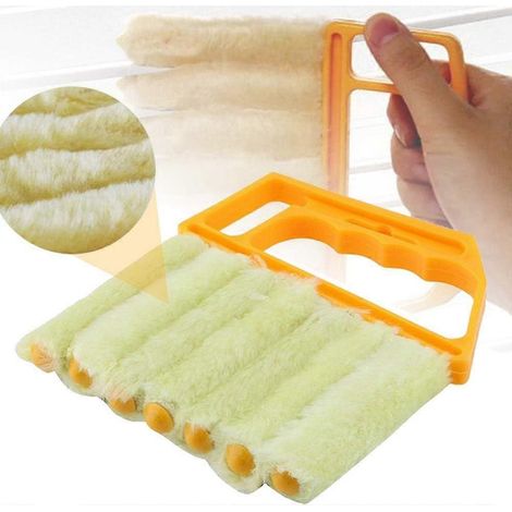 Outil de nettoyage pour stores vénitiens Mini brosse à poussière pour stores vénitiens Brosse à poussière pour climatiseur de fenêtre Outil de nettoyage pour travaux ménagers - Jaune( ) (1/5)