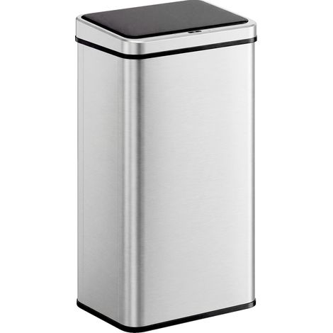 50-Liter-Sensor-Abfalleimer, Soft-Close-Deckel, automatischer Küchenabfalleimer aus Edelstahl, Silber