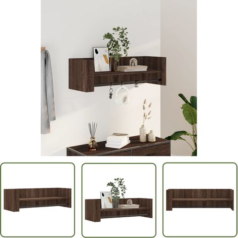 The Living Store Étagère murale chêne marron 100x35x30,5 cm bois d'ingénierie - Étagère Murale - Étagère Suspendue - Rangement Mural - Bibliothèque Murale - Décoration Murale (1/5)