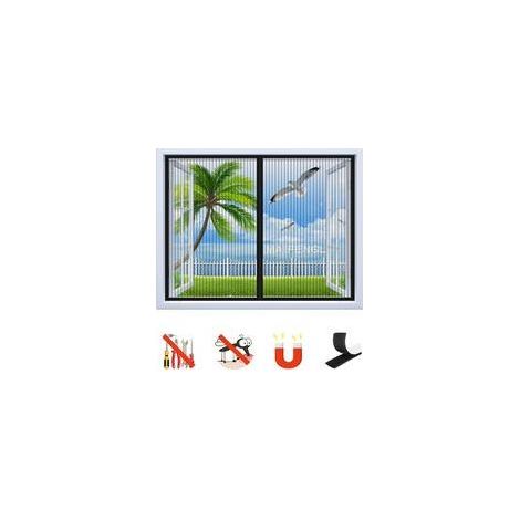 Magnetisches Moskitonetz für Fenster und Türen, selbstklebend, mit automatischer Schließung – Schwarz – 120 x 120 cm (47 x 47 Zoll) (1/5)