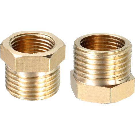 Lot de 2 Raccord de Tuyau en Laiton Mâle G1/2 x Femelle G3/8, Ton Doré (1/5)