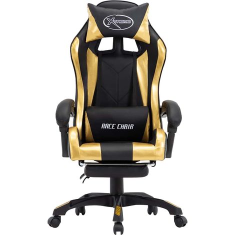 Maison Exclusive - Gaming-Stuhl mit Fußstütze Golden und Schwarz (1/5)