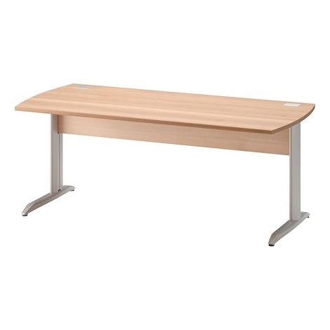 Bureau droit L 160 cm Jazz piètement Métal - Plateau hêtre ambré (1/3)
